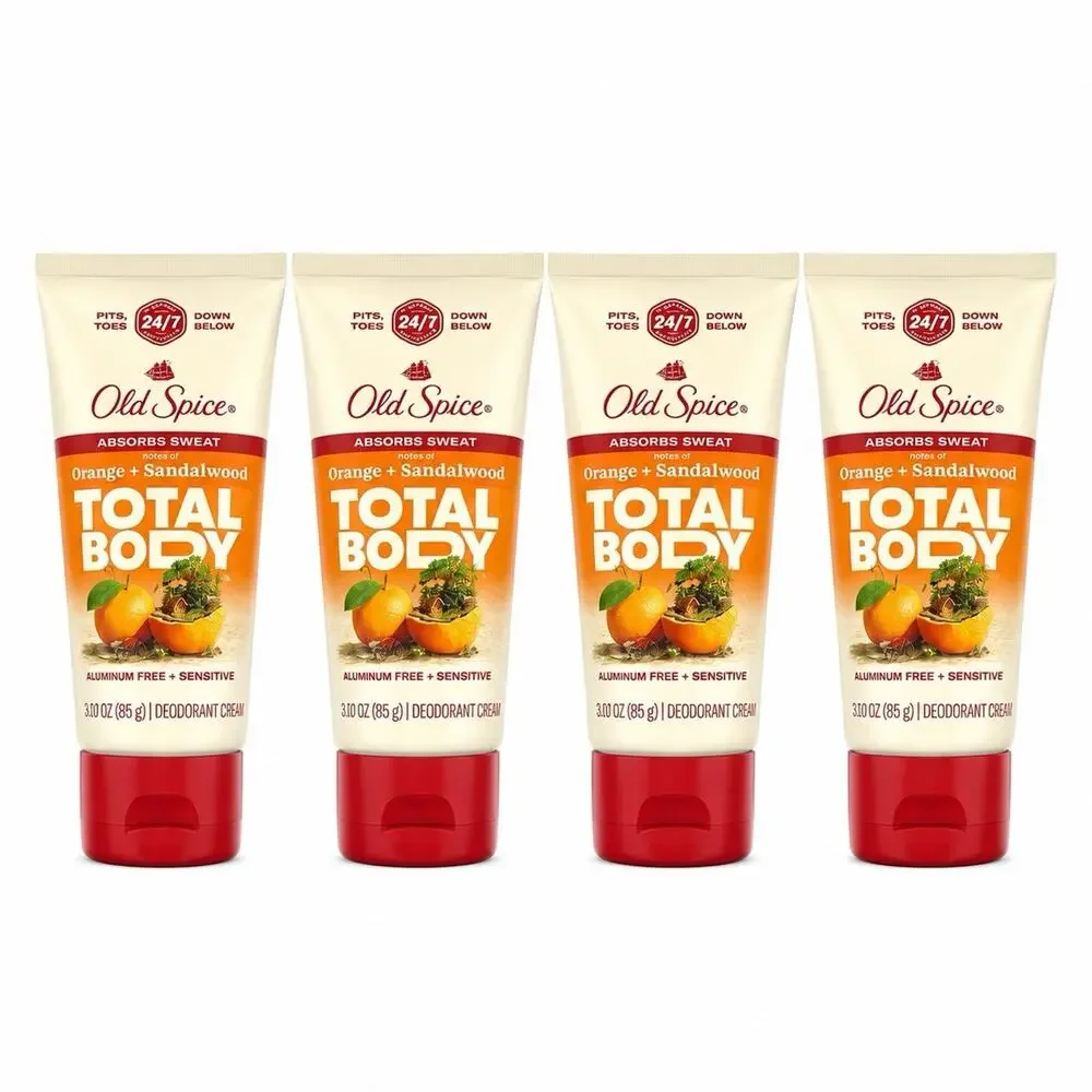 4 Pack Old Spice Total Body Deodorant Cream 3 oz NEW